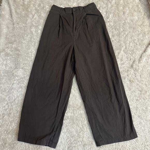 Trensic Spao Medium 100% Cotton Cool Grey Brown Wide Leg Pants Trousers Elastic - Picture 1 of 10
